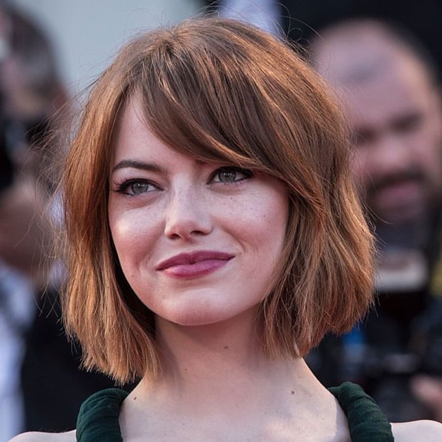 Angled Chin Bob With Side Swept Bangs In Copper Angled Chin Bob With Side Swept Bangs In Copper — Simple Long Bob