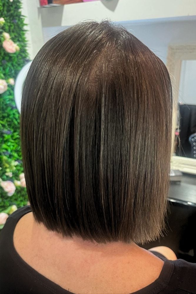 Thick Dark Brown Sleek Bob, Straight — Simple Long Bob Hairstyles