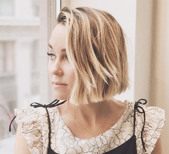 Ash Blonde Layered Lob With Side Bangs — Simple Long Bob Hairstyles