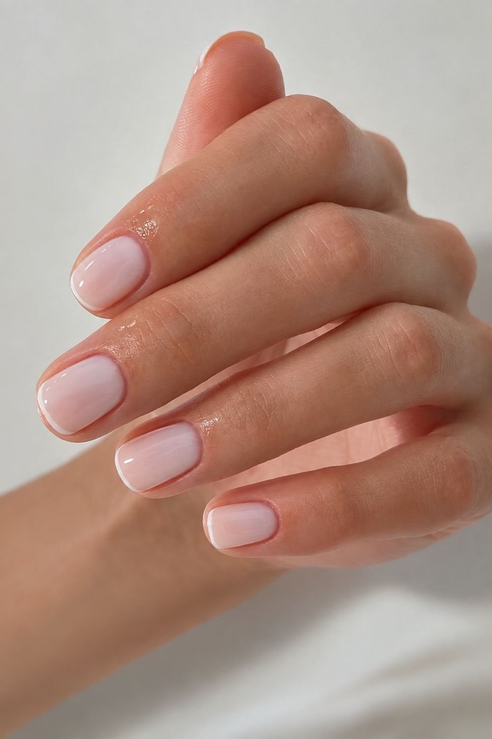 Thin White French Short Squoval Nails — Simple Looks Nail