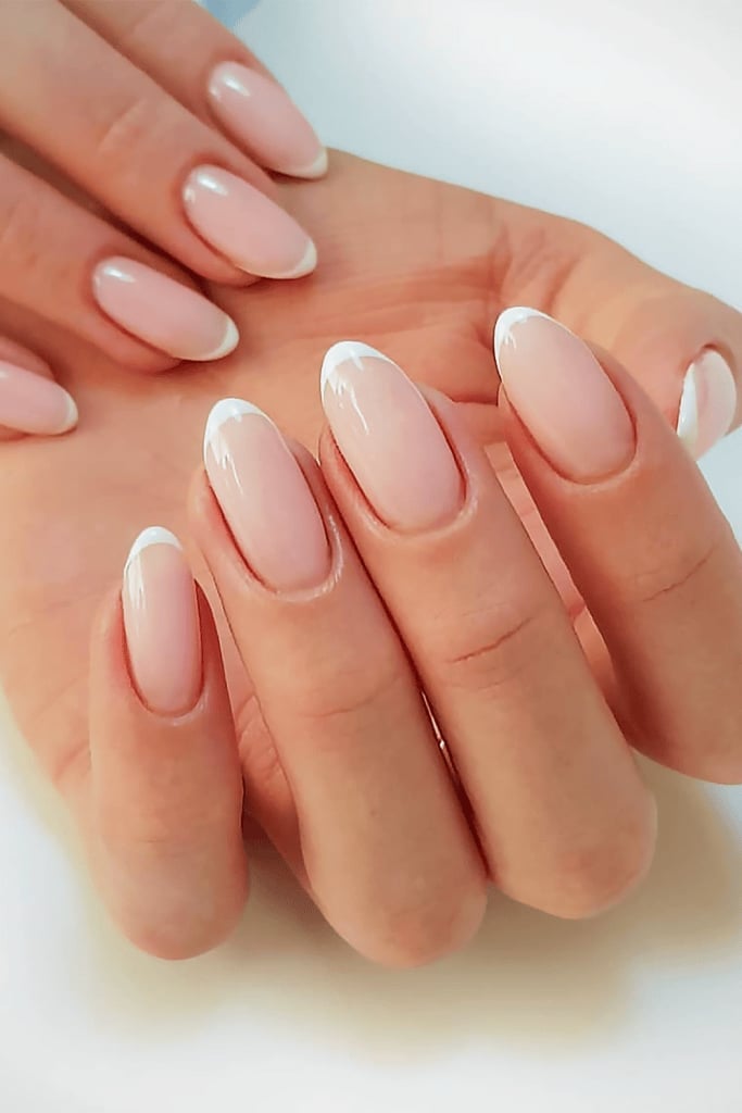 Classic French Medium Oval Nails — Simple Looks Nail