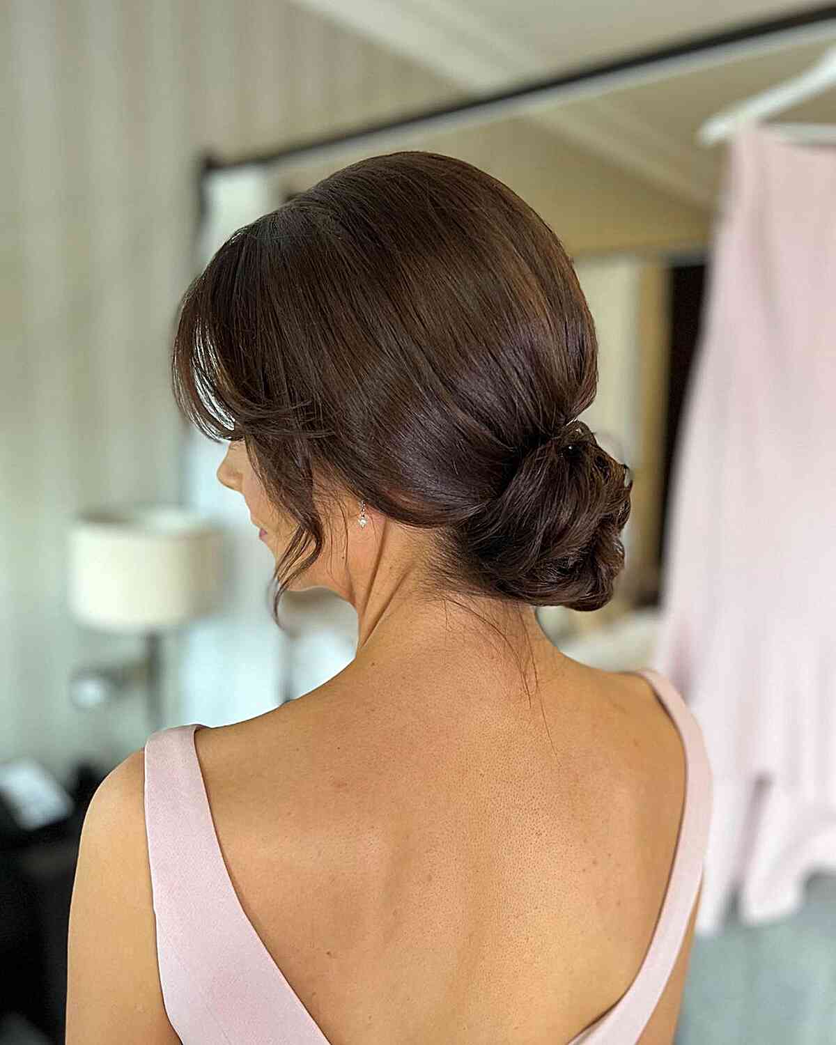 Long Dark Brown Neat Loose Low Bun Long Dark Brown Neat Loose Low Bun — Simple Loose Updo