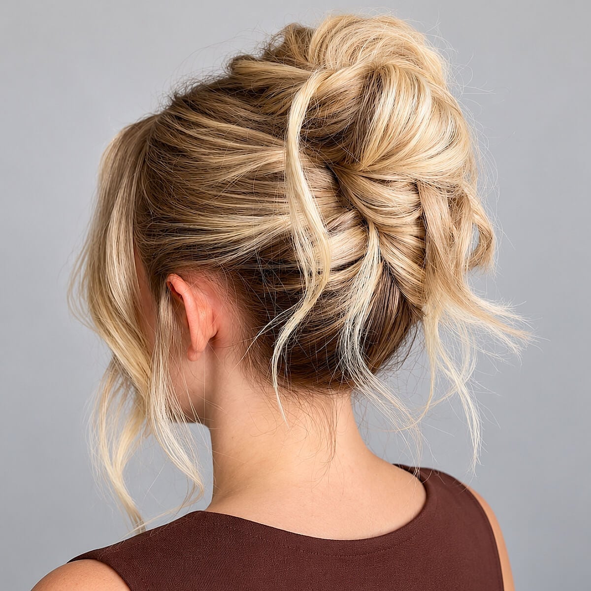 Blonde Messy Updo with Dimension Blonde Messy Updo with Dimension — Simple Loose Updo