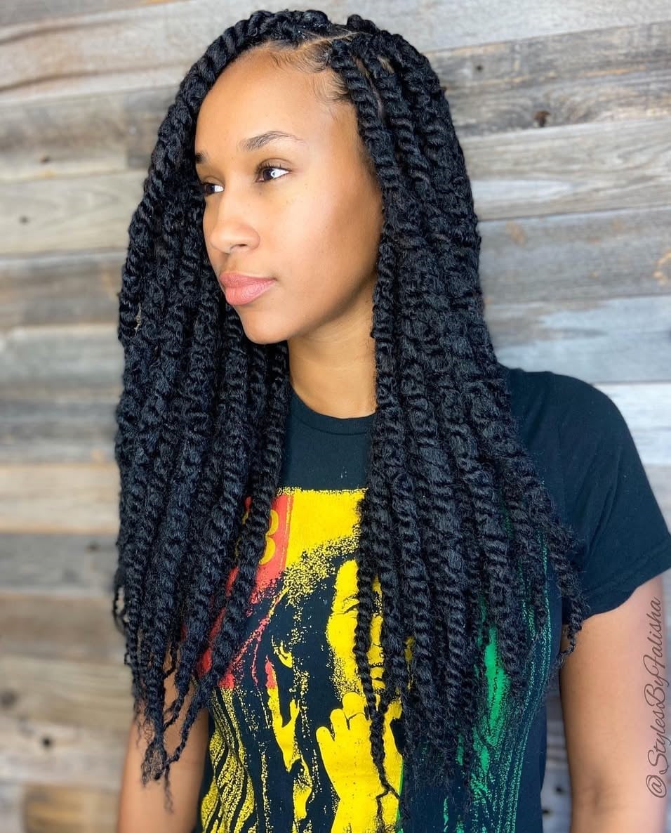 Voluminous Mid-Back Marley Twists — Simple Marley Twists Hairstyles