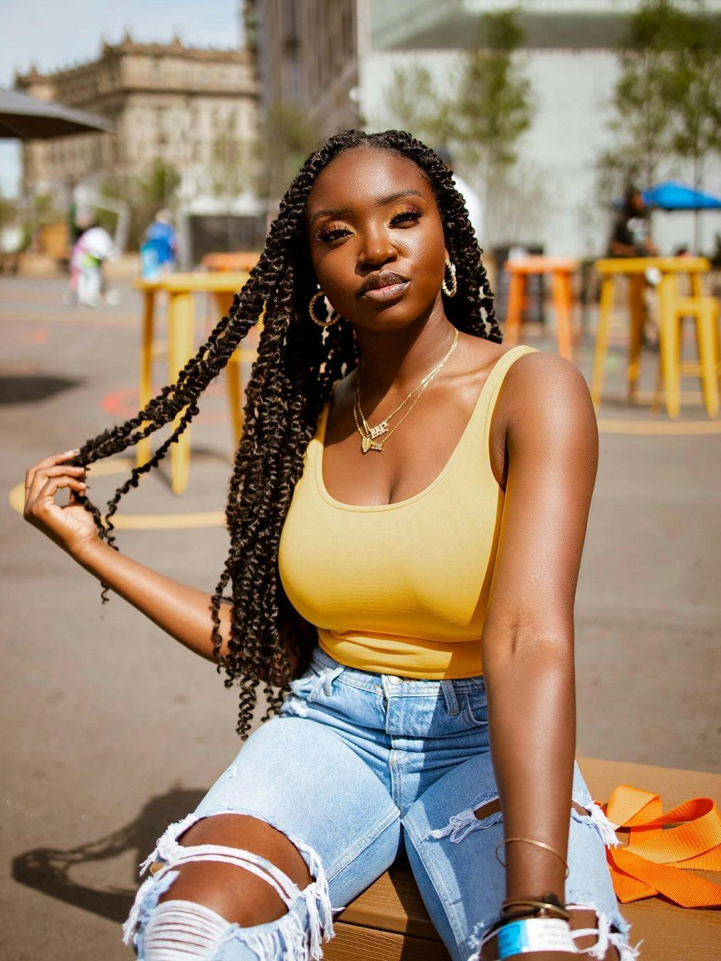Long Marley Twists with Curtain Bangs — Simple Marley Twists Hairstyles