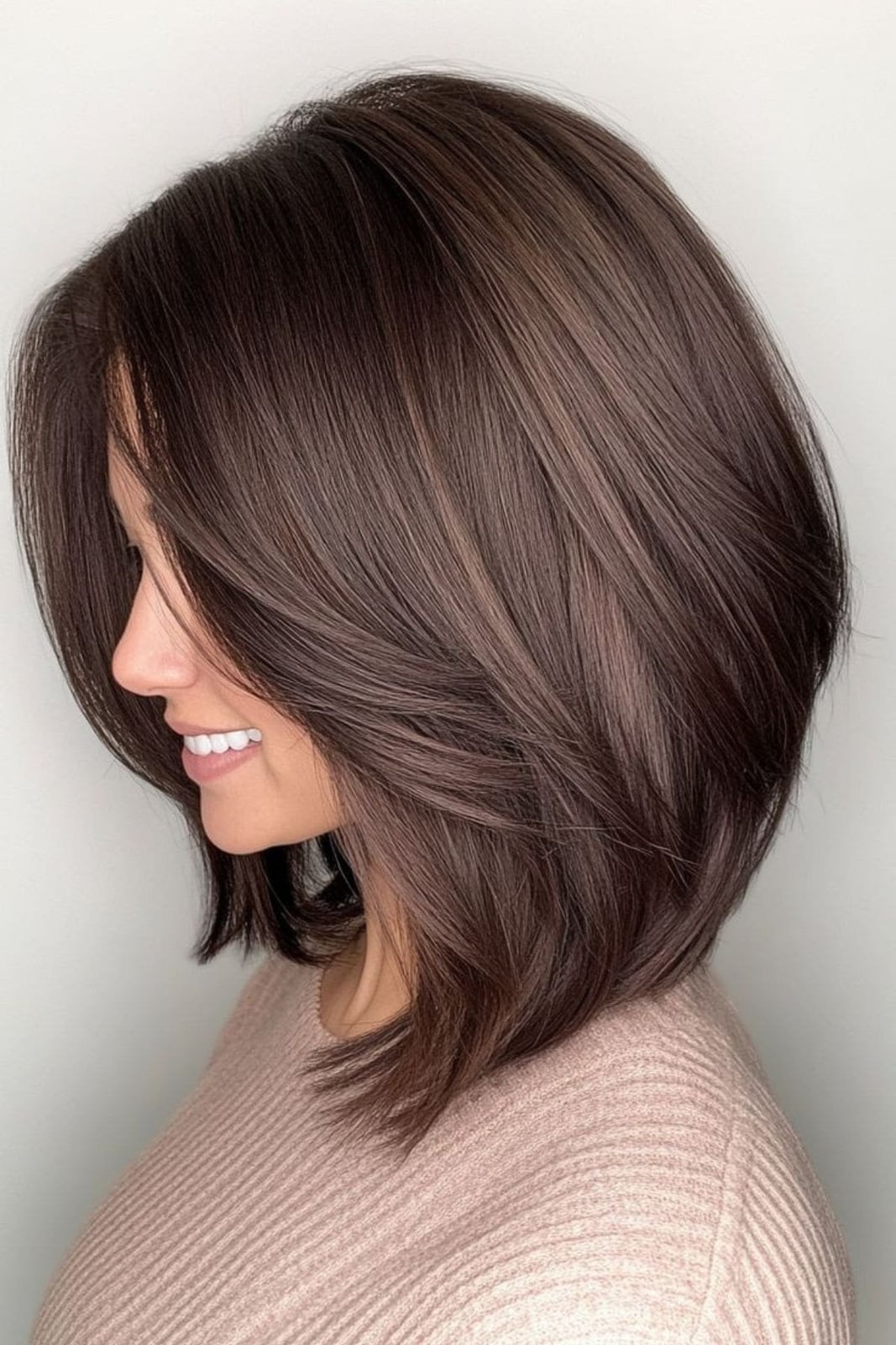 Collarbone Bob With Dark Brown Balayage and Layers — Simple Medium Bob