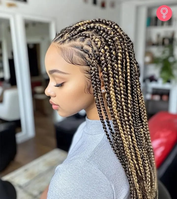 Mid-Back Knotless Braids With Two-Tone Effect — Simple Medium Braids