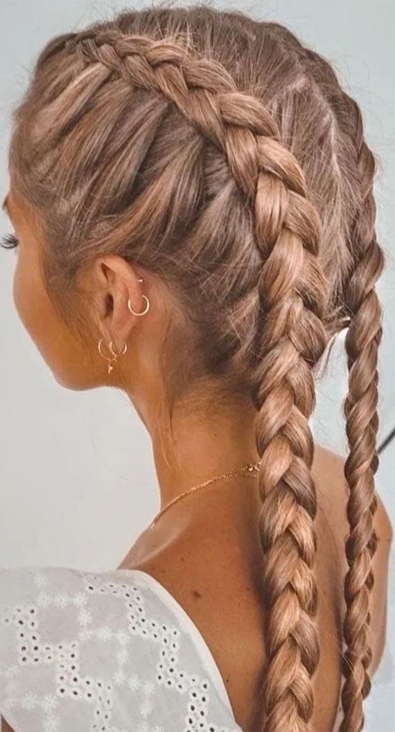 Shoulder Length Honey Blonde Dutch Braids — Simple Medium Braids