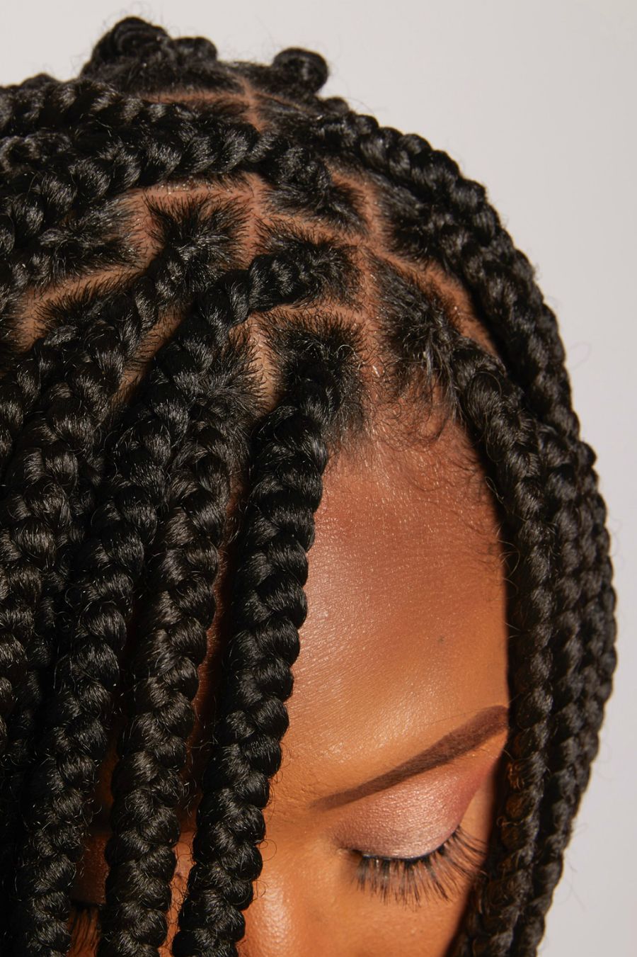 Mid-Back Box Braids With Visible Scalp Parting — Simple Medium Braids