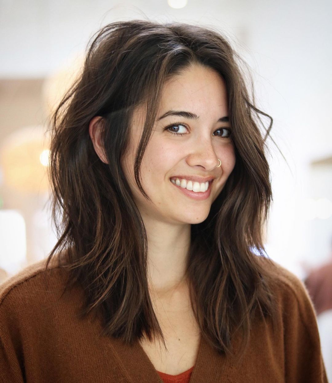 Medium Shag Collarbone With Air Dried Waves Medium Shag Collarbone With Air Dried Waves — Simple Mid Length Hair