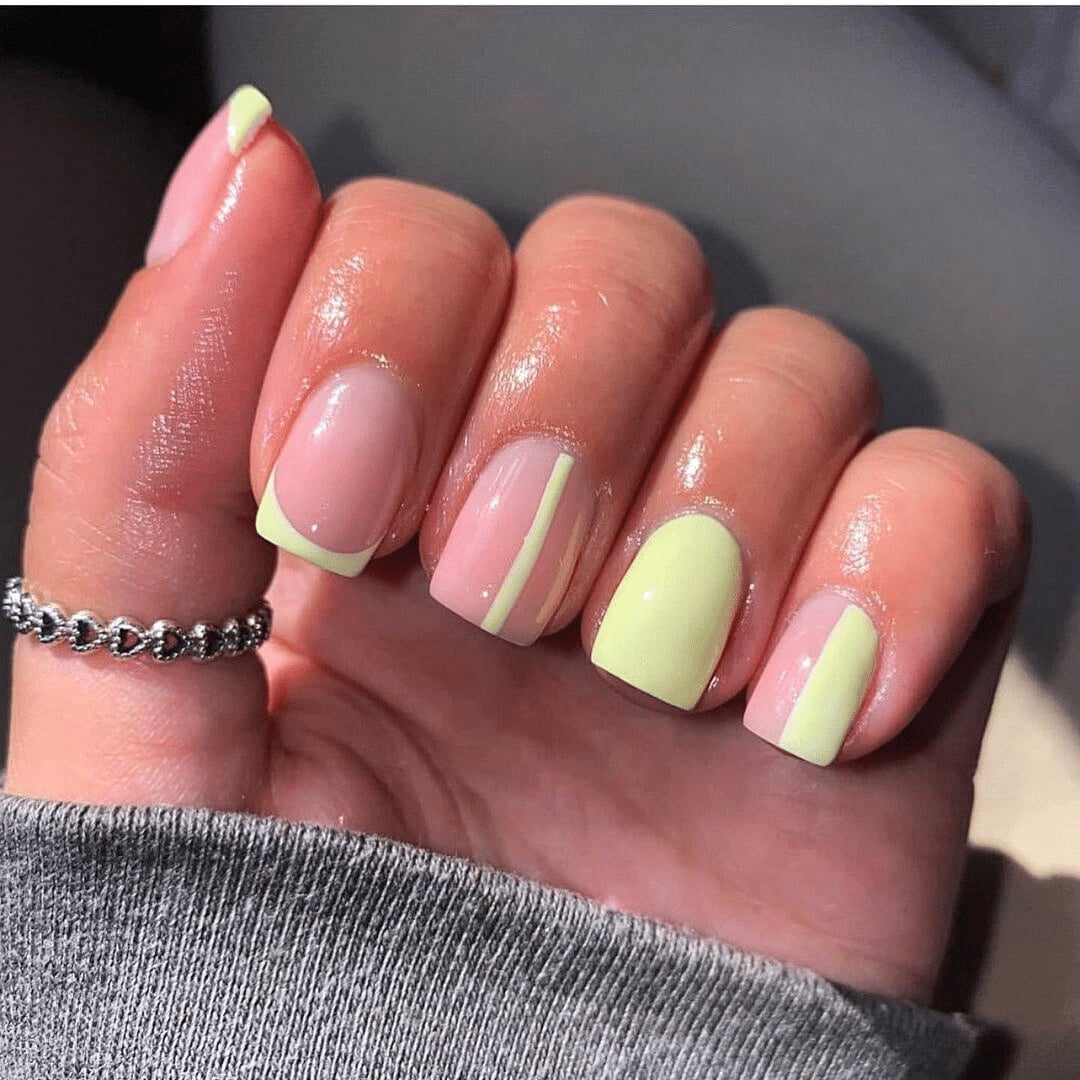 Sheer Pink Short Square Nails With Neon Pink French Tips Sheer Pink Short Square Nails With Neon Pink French Tips — Simple Nail Shapes