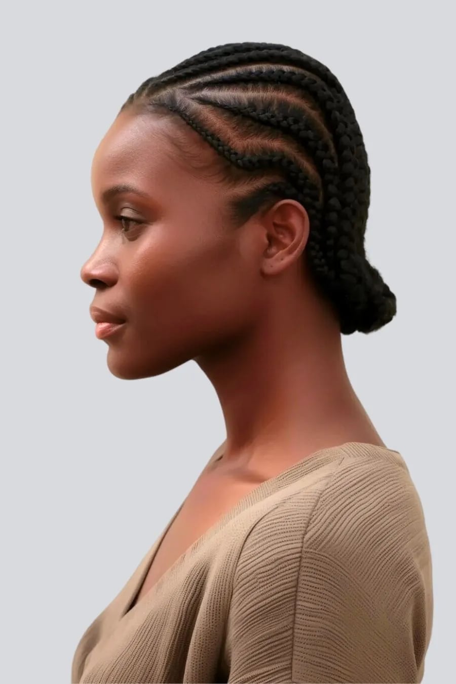 Collarbone Length Black Cornrows — Simple Natural Braids