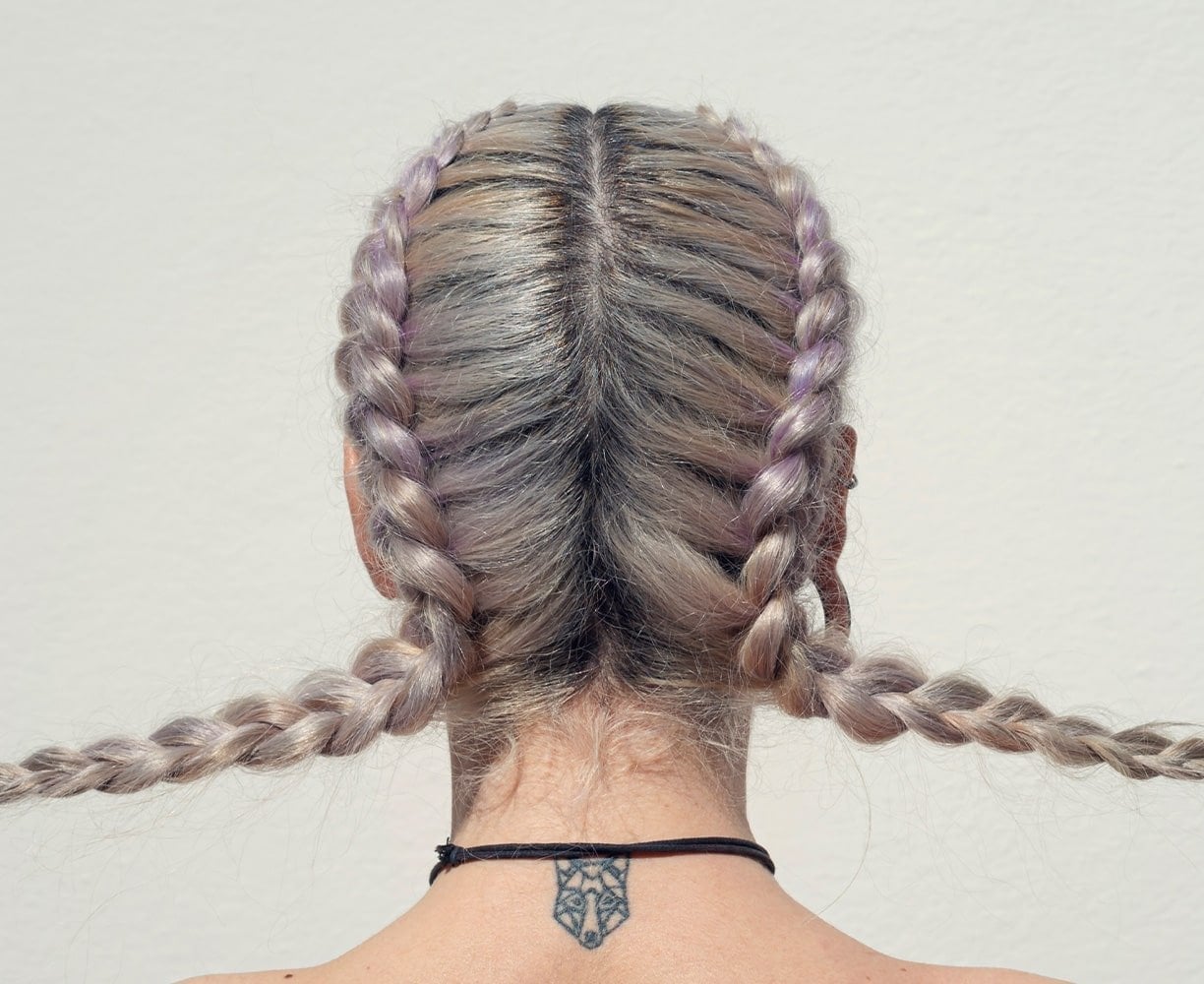 Mid-Back Wavy Dutch Braids Blonde Purple — Simple Natural Braids