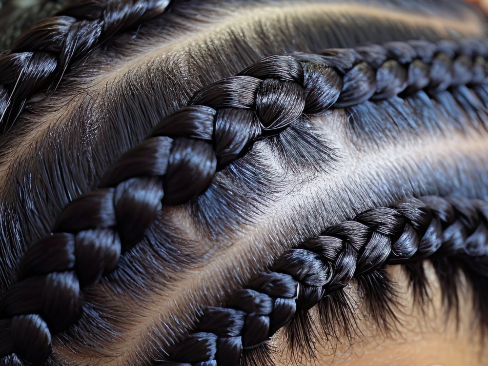 Thick Black Braids With Defined Middle Part — Simple Natural Hair Braids