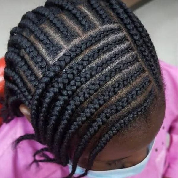 Neat Uniform Braids With Geometric Design — Simple Natural Hair Braids