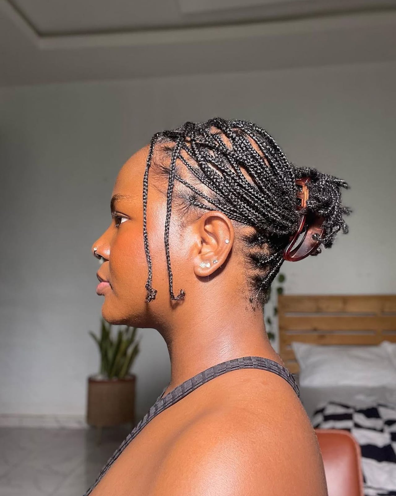 Box Braids Gathered Into A Bun — Simple Natural Hair Braids