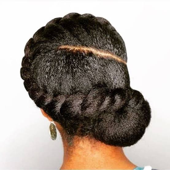 Collarbone Length Braided Bun With Twists Collarbone Length Braided Bun With Twists — Simple Natural Hair Twists