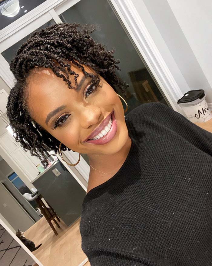 Short Twists Gathered Up With Wispy Bangs Short Twists Gathered Up With Wispy Bangs — Simple Natural Hair Twists