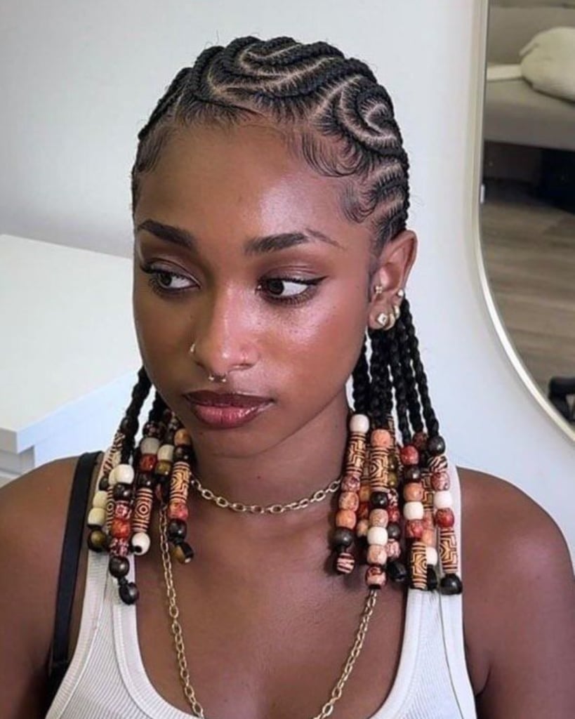 Long Black Box Braids With Beads Long Black Box Braids With Beads — Simple New Hairstyles
