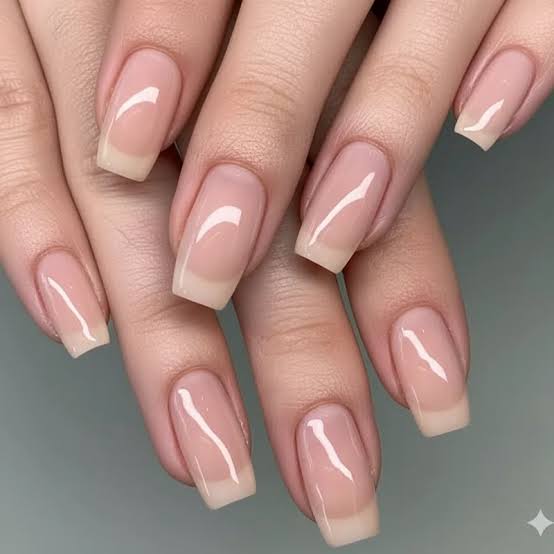 Short Square Natural Sheer Nude Pink Nails, Everyday Version — Simple Nurse Nails