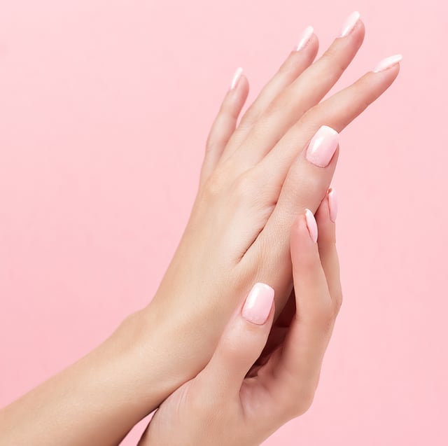 Short Square Sheer Light Pink Glossy Nails, Softer Variation — Simple Nurse Nails
