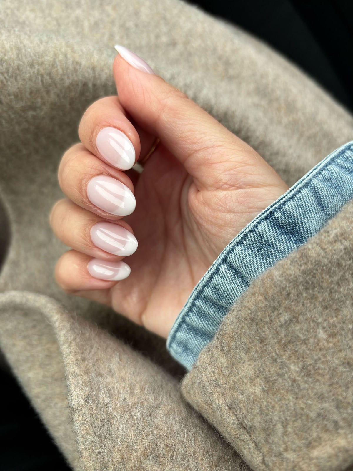 Short Oval Classic French Manicure Glossy Nails — Simple Nurse Nails
