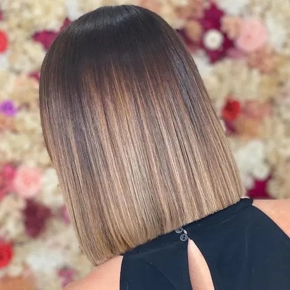 Chin Length Blunt Bob Dark To Blonde Ombré — Simple Ombré Hair