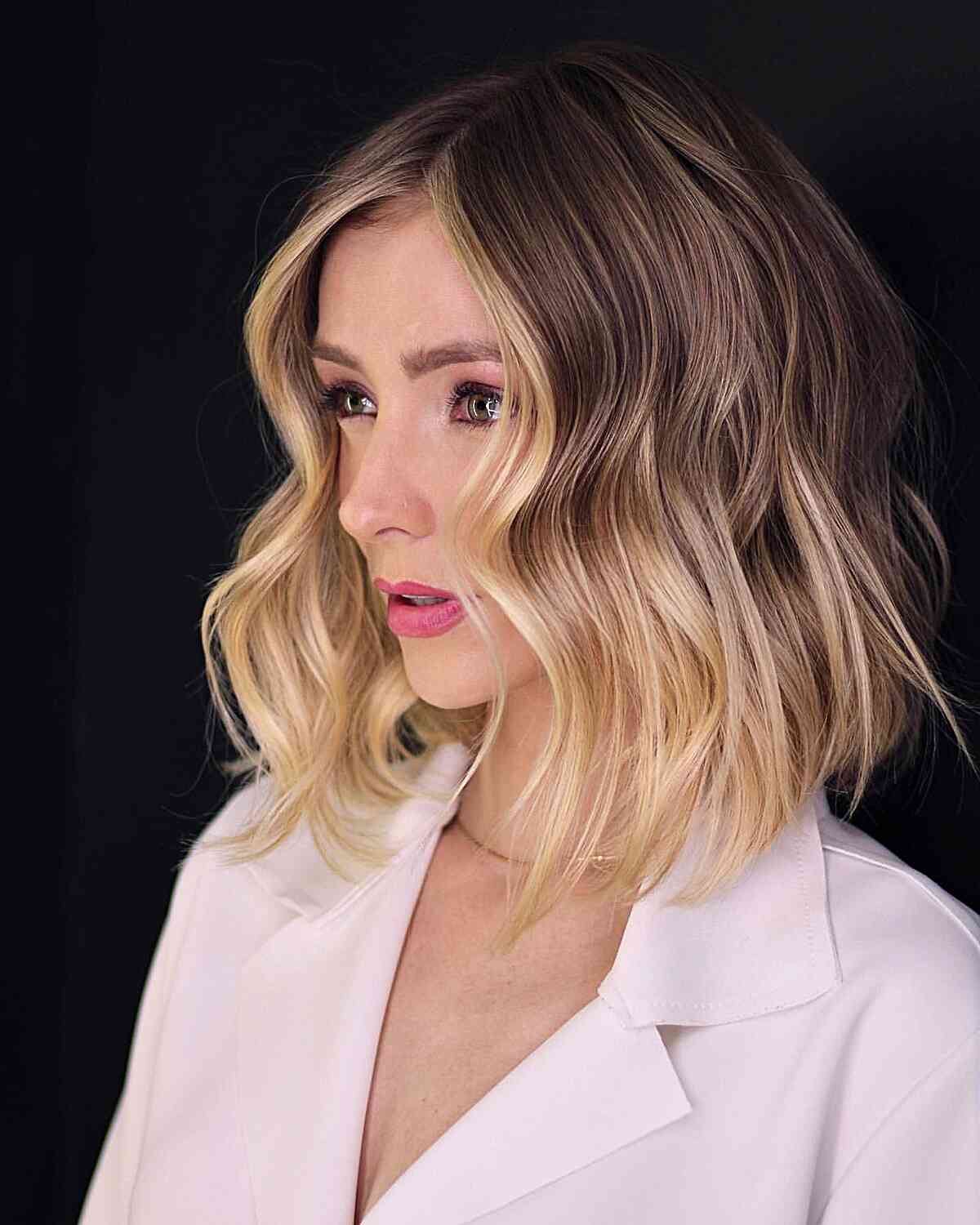 Chin Length Bob Golden Blonde Ombré — Simple Ombré Hair
