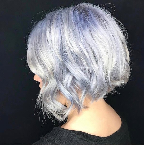 Collarbone Bob Icy Gray White Ombré — Simple Ombré Hair
