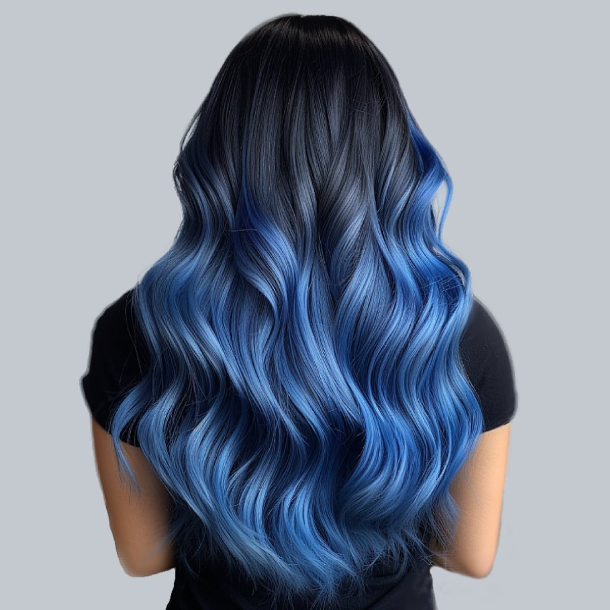 Mid-Back Blue Ombré With Long Layers — Simple Ombré Hair