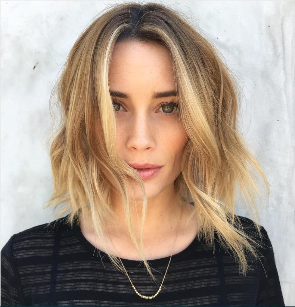 Shoulder Length Lob Dark Blonde Lighter Blonde Ombré — Simple Ombré Hair