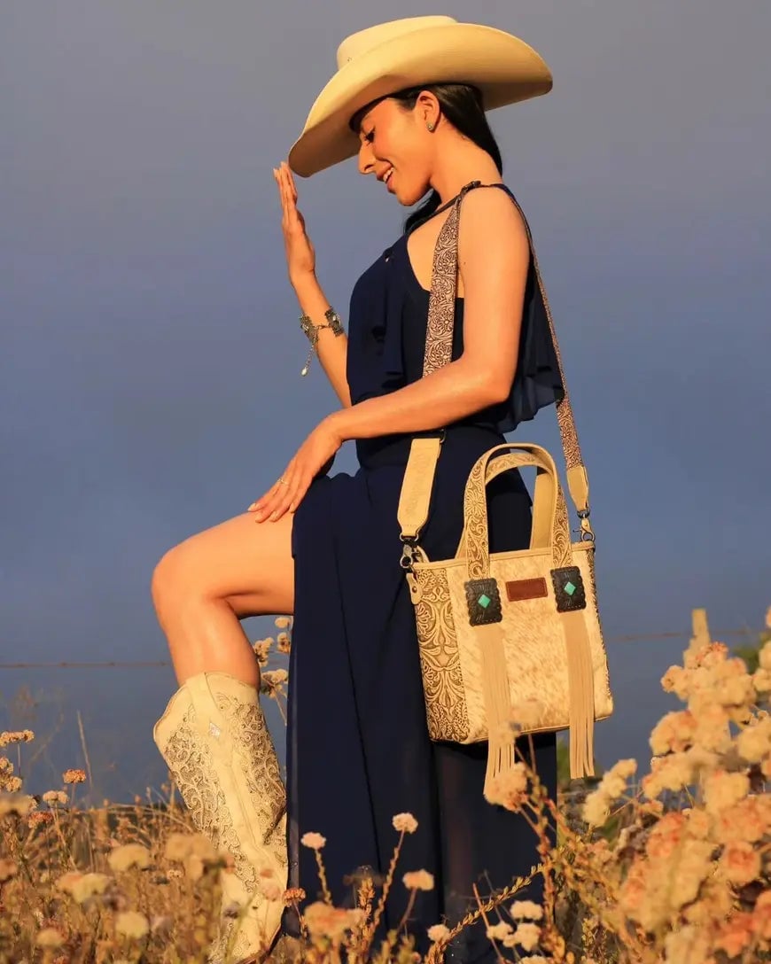 Maxi Dress and White Stitched Cowboy Boots — Simple Outfits with Cowboy Boots