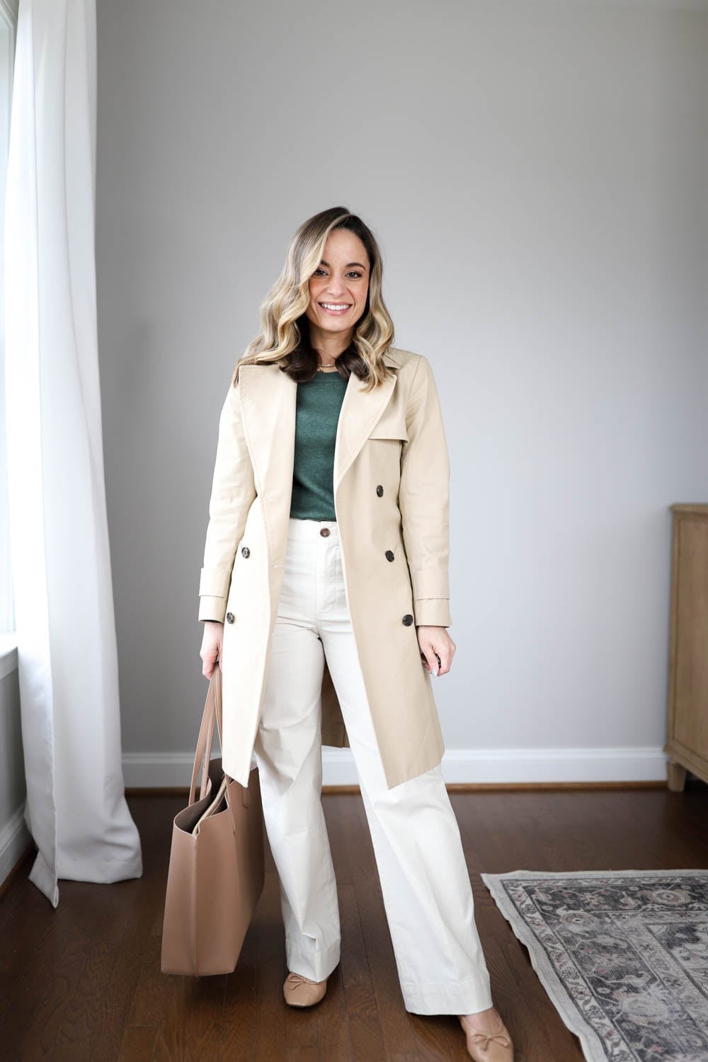 Smart casual with pointed nude ballet flats — Simple Outfits with Flats