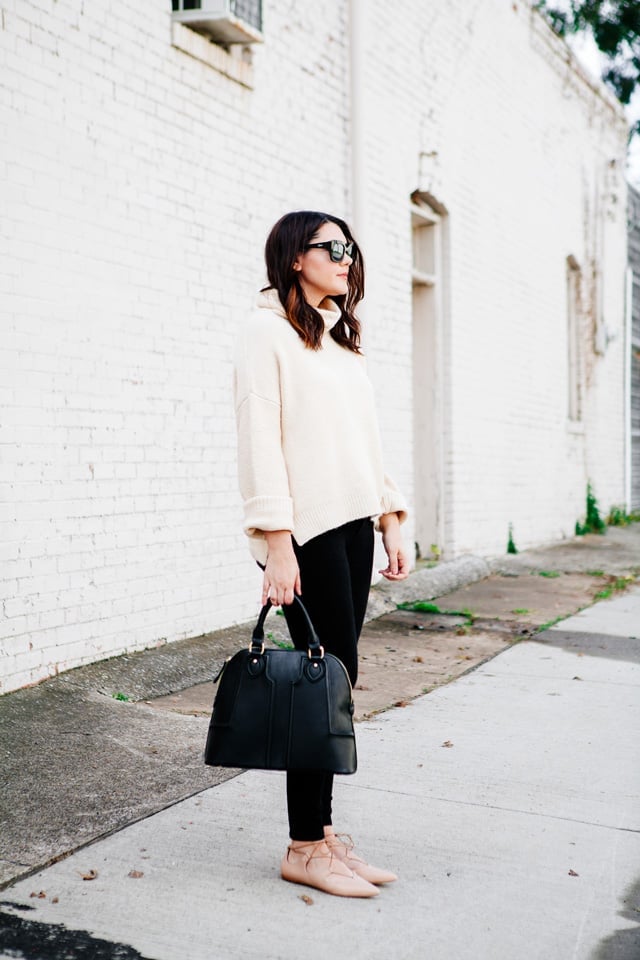 Simple casual look with nude ballet flats — Simple Outfits with Flats