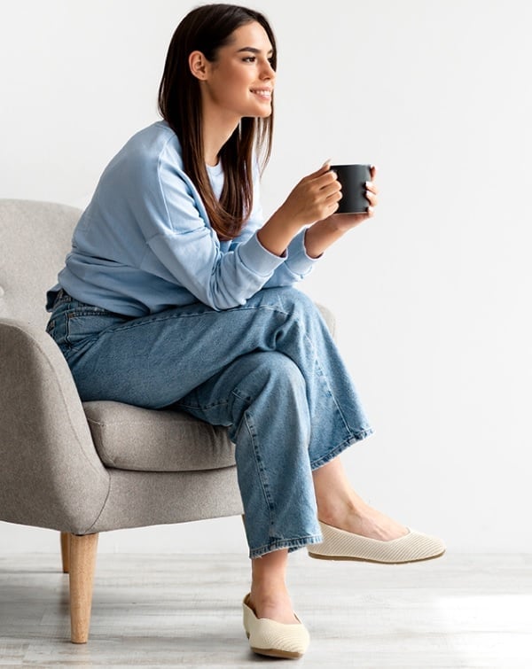 Comfortable knit flats with relaxed denim, Wide Leg Jeans — Simple Outfits with Flats
