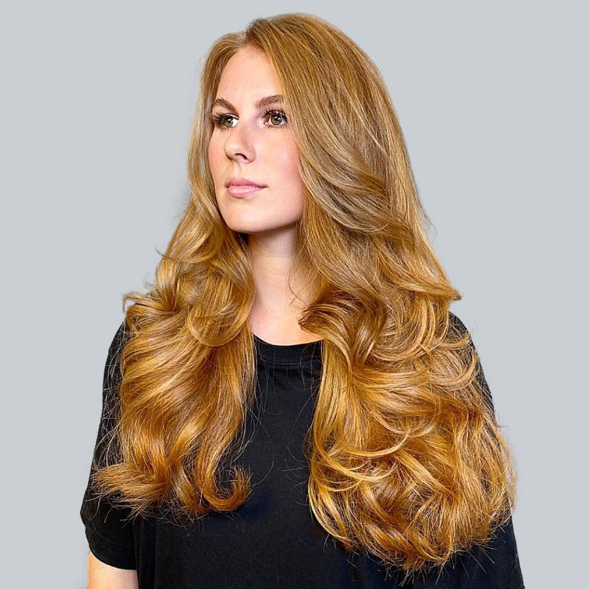 Mid-Back Curls With Copper Blonde — Simple Oval Face Haircuts