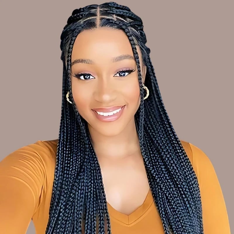 Blonde Double Dutch Braids Collarbone, Mid-Back Blonde Double Dutch Braids Collarbone, Mid-Back — Simple Parting Braids