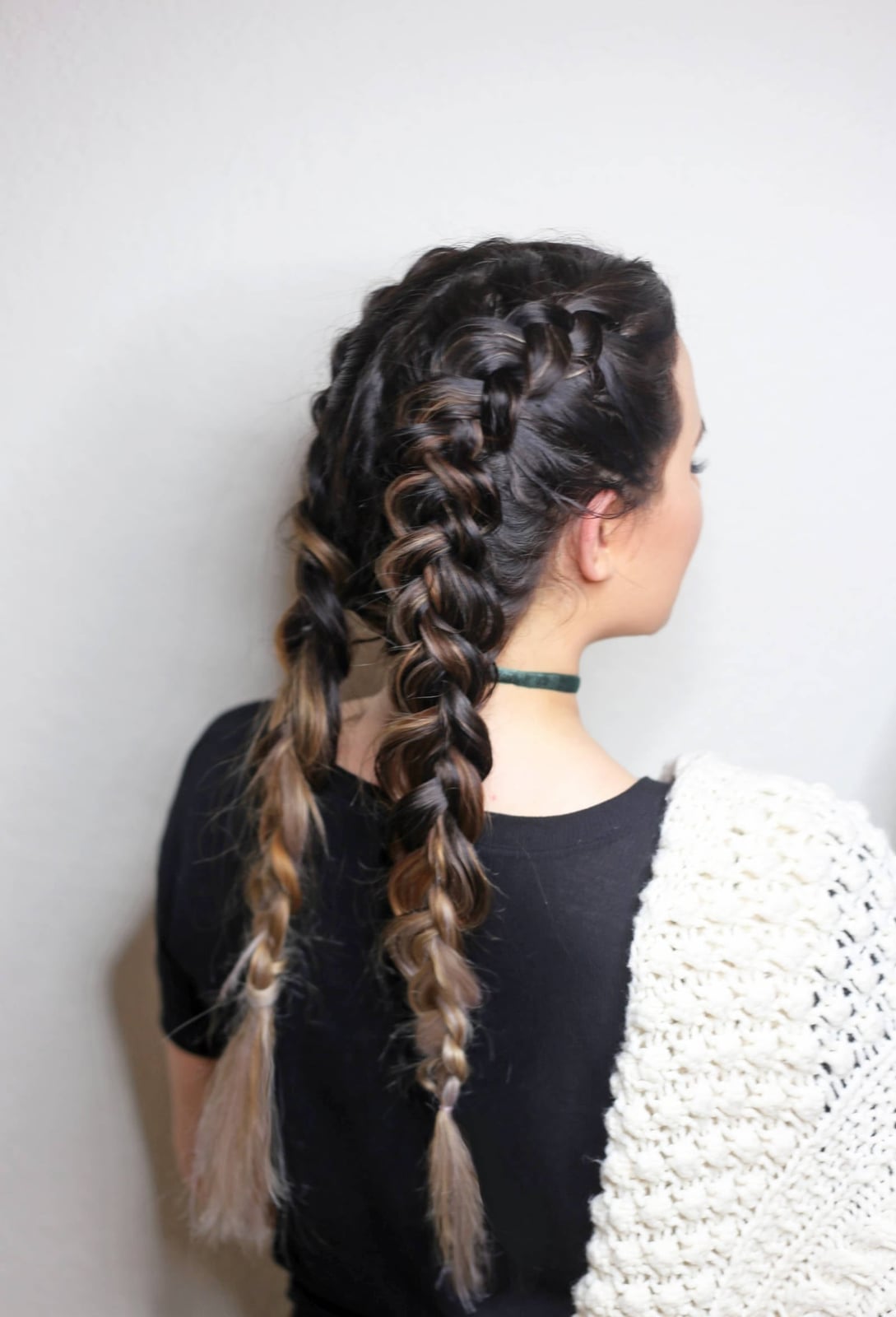 Dark Brown Double Dutch Braids Shoulder Dark Brown Double Dutch Braids Shoulder — Simple Parting Braids