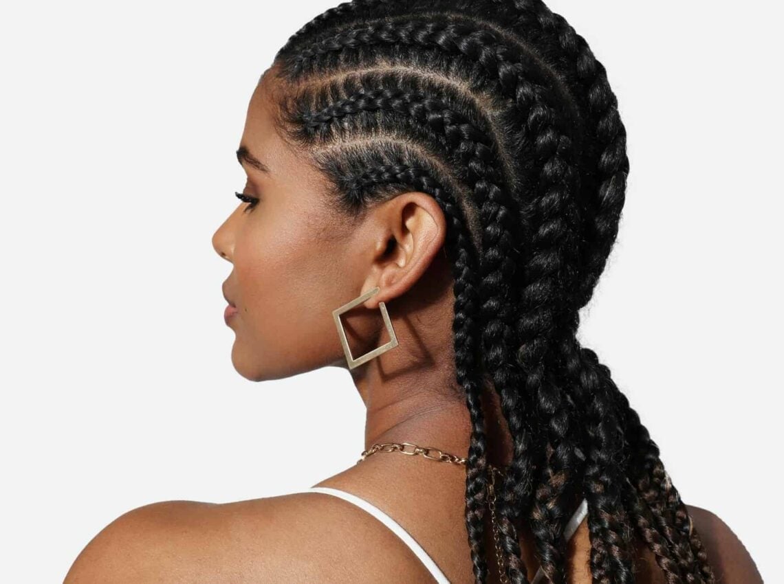 Shoulder Length Dark Brown Cornrows and Braids — Simple Parts Braids