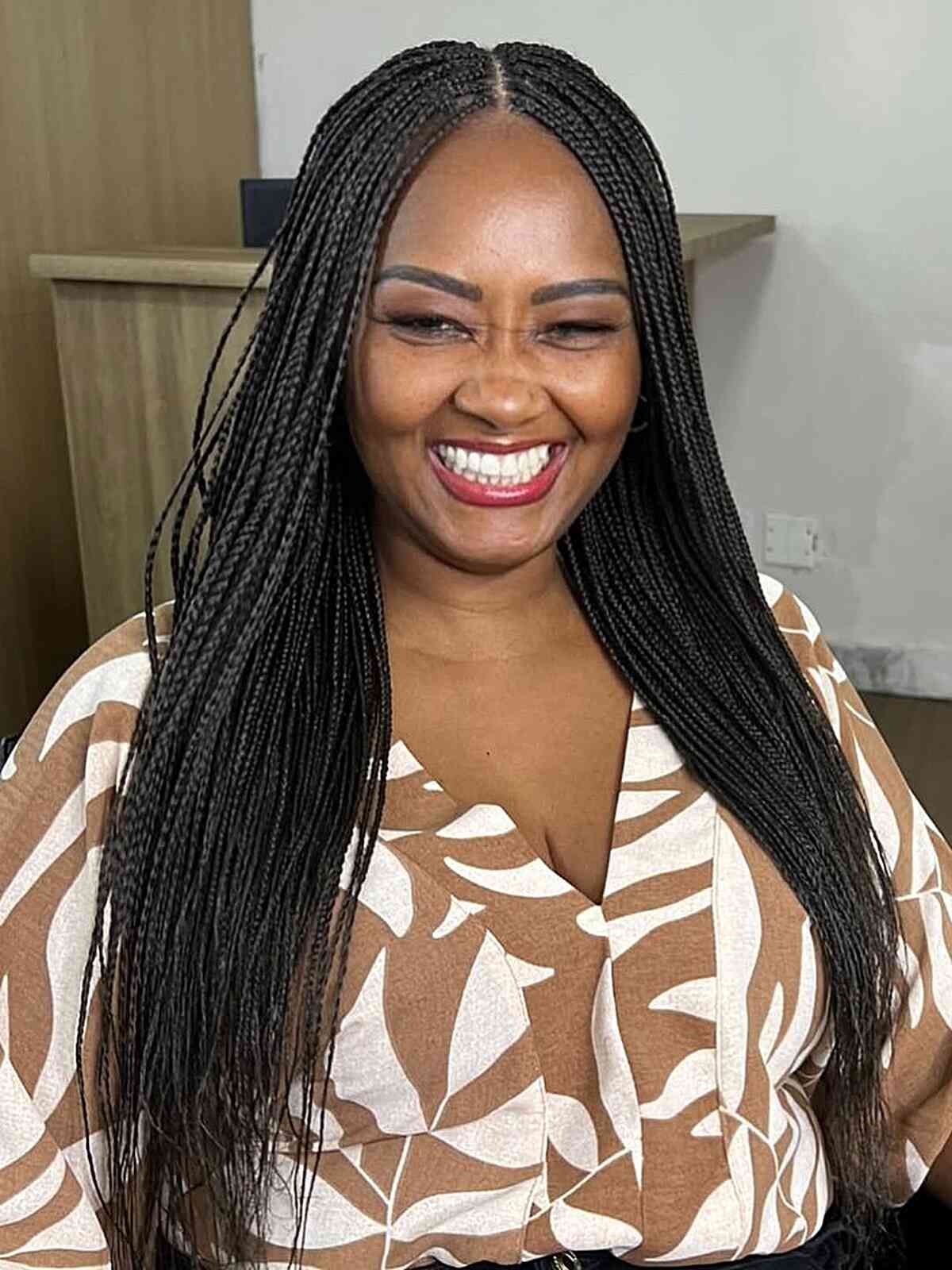 Mid Back Black Micro Braids — Simple Parts Braids