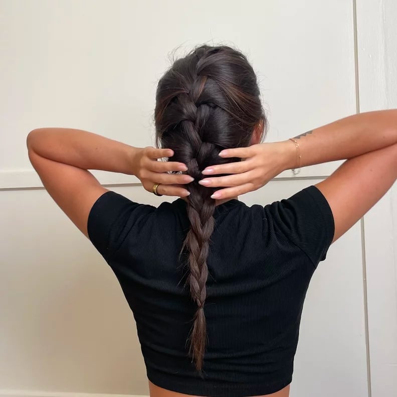 Mid Back Dark Brown Straight French Braid — Simple Parts Braids