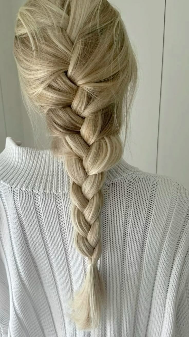 Mid Back Platinum Blonde Three-Strand Braid — Simple Parts Braids