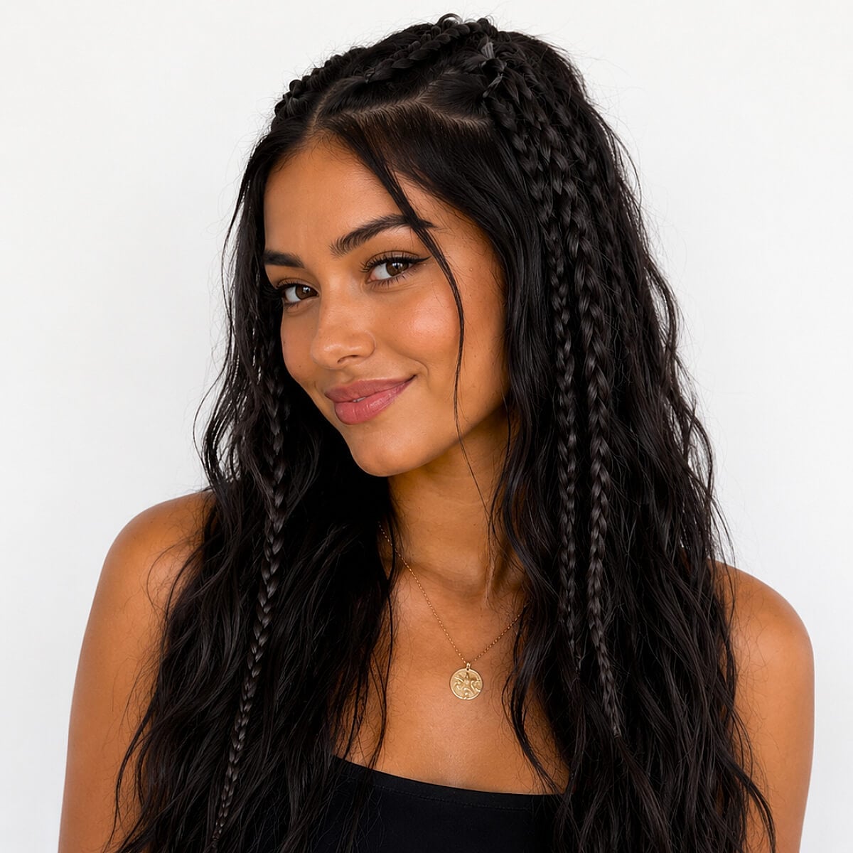 Mid Back Black Loose Braids Side Part — Simple Parts Braids