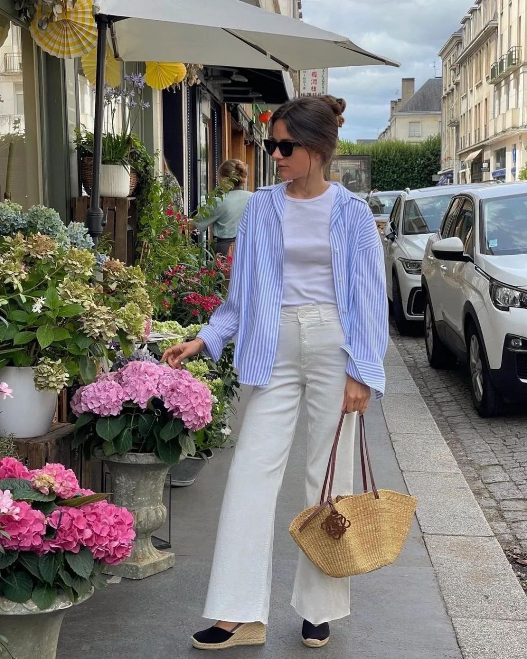 Striped Shirt With Wide Leg Jeans Striped Shirt With Wide Leg Jeans — Simple Pastel Outfits