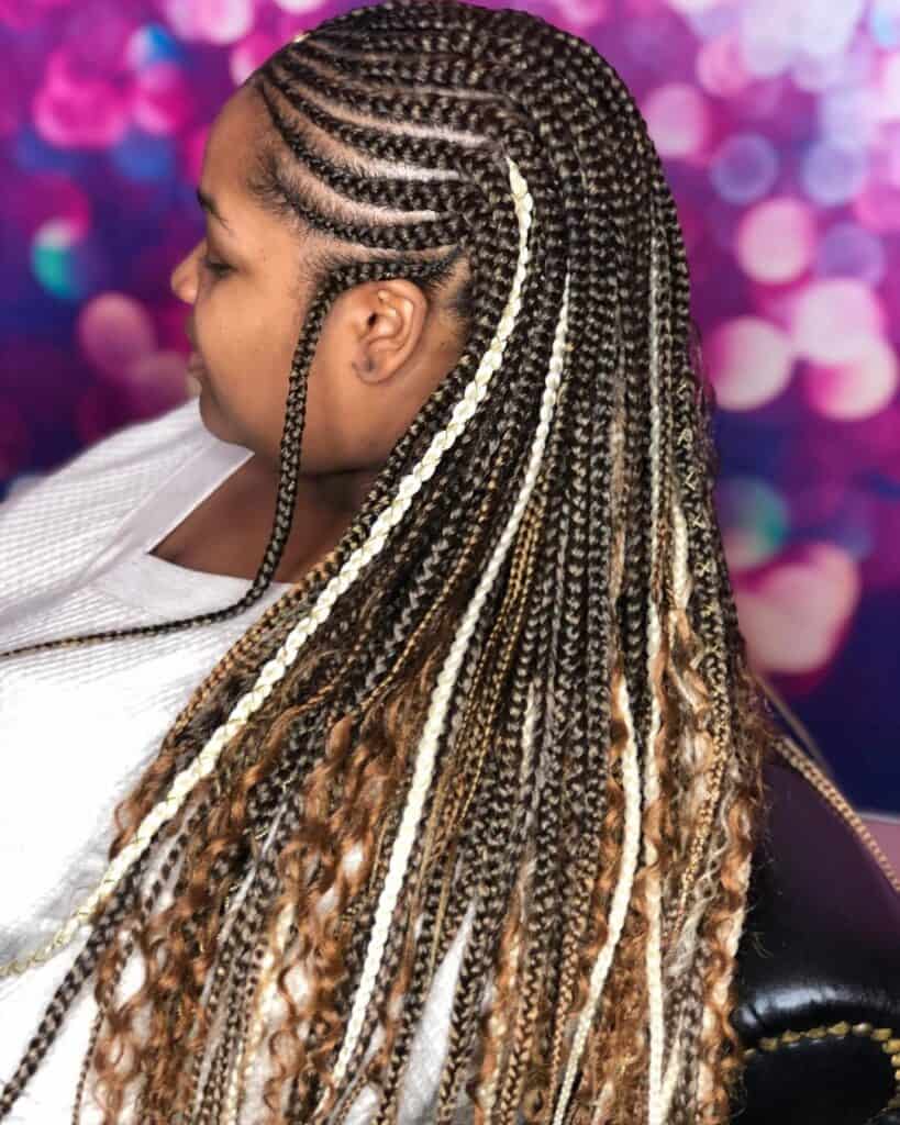 Mid-Back Braids With Mixed Colors and Curly Ends — Simple Peekaboo Braids