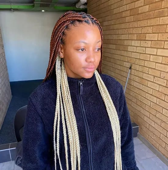 Long Brown Braids With Blonde Ombre Ends — Simple Peekaboo Braids