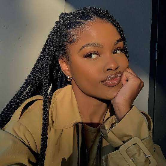 Thick Coily Black Box Braids — Simple Peekaboo Braids