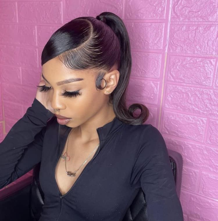Collarbone Ponytail With Side Swoop Bang — Simple Ponytail with Swoop