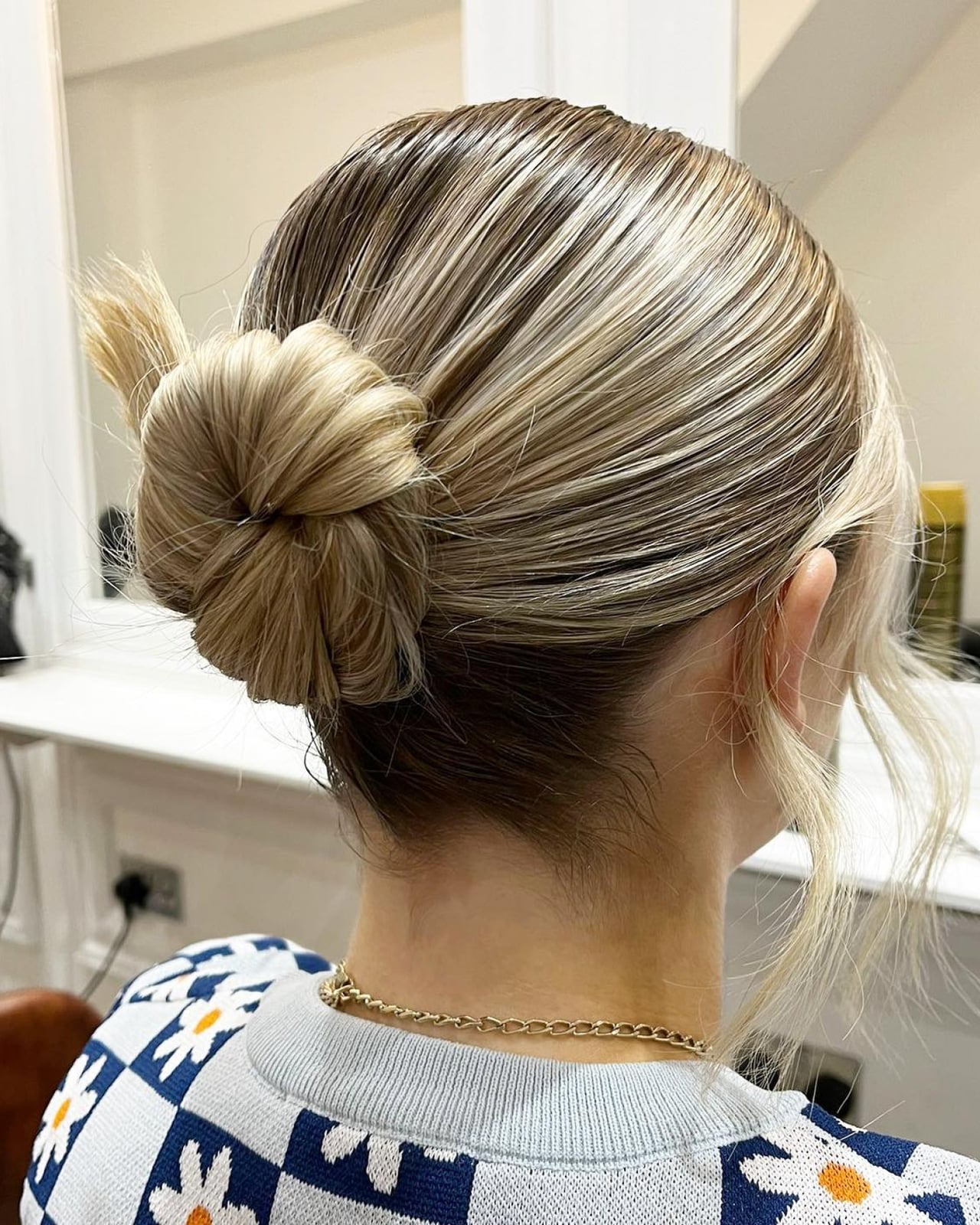 Textured Blonde Long Low Bun — Simple Professional Hairstyles