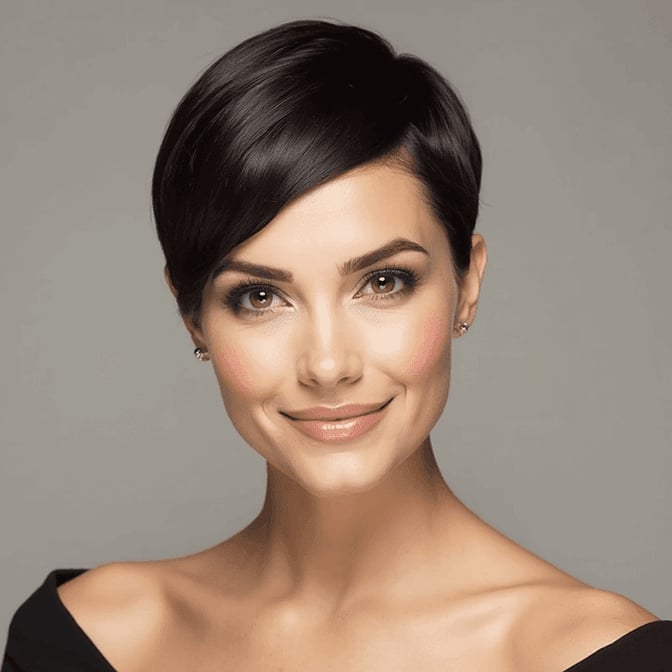 Sleek Black Asymmetrical Pixie Cut — Simple Professional Hairstyles